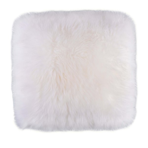 Deerlux Genuine Australian Lamb Fur Sheepskin 16 in. Square Pillow Cover with Cushion, White QI003482W.P